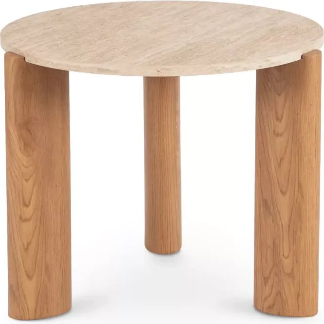 Stolik TRAVERTINO - funkcjonalny stolik do salonu 60 cm trawertyn / dąb