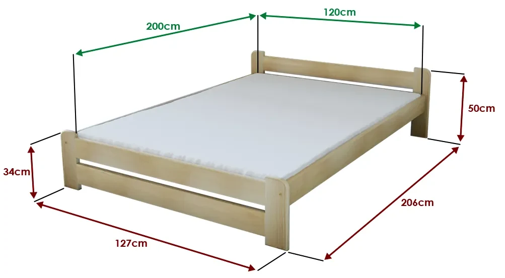 Łóżko Emily 120 x 200 cm, sosna Stelaż: Bez stelaża, Materac: Materac Coco Maxi 20 cm