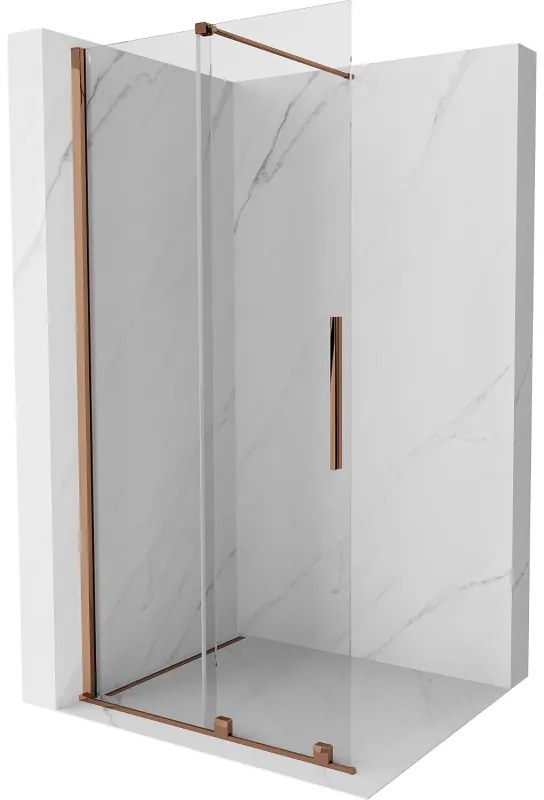Mexen Velar ścianka prysznicowa rozsuwana Walk-in 70 x 200 cm, transparent 8 mm, różowe złoto - 871-070-000-03-60