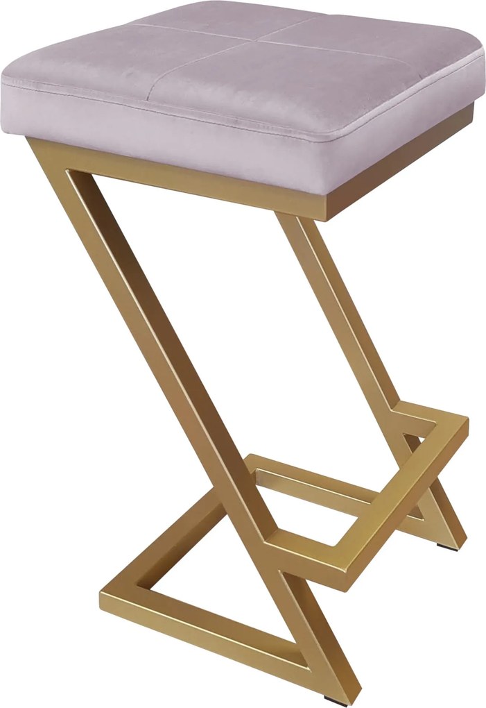 Hoker ZETA krzesło barowe tkanina Welur podstawa metalowa LOFT : Kolor Stelaża - Złoty, Kolor tkaniny - VELVET - MG55