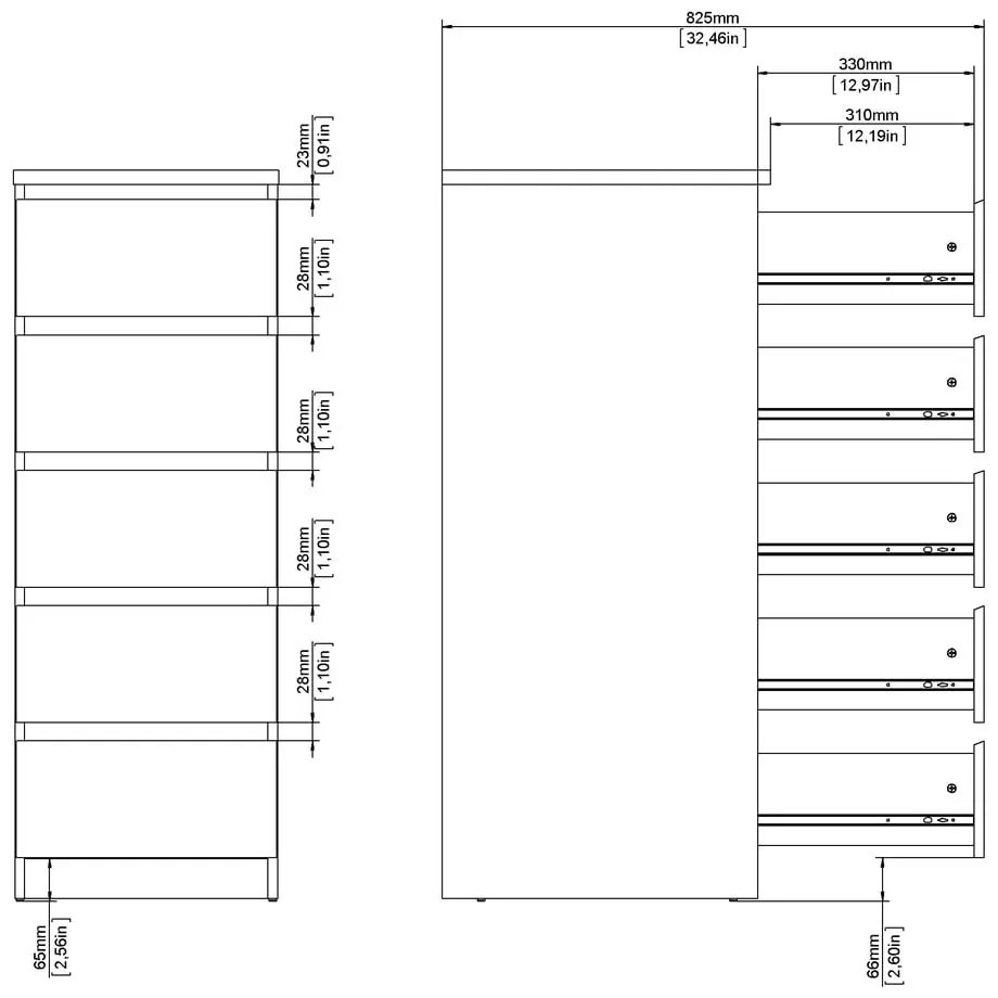 Komoda w dekorze dębu w naturalnym kolorze 40x111x50 cm Naia – Tvilum