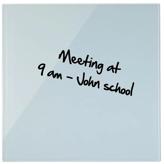 Szklana tablica do pisania na ścianę, magnetyczna, 480 x 480 mm, biała