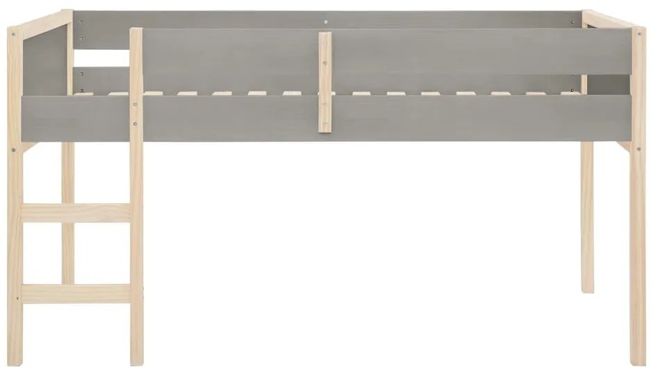 Szaro-naturalne podwyższone łóżko dziecięce z litego drewna sosnowego 90x200 cm Square – Støraa