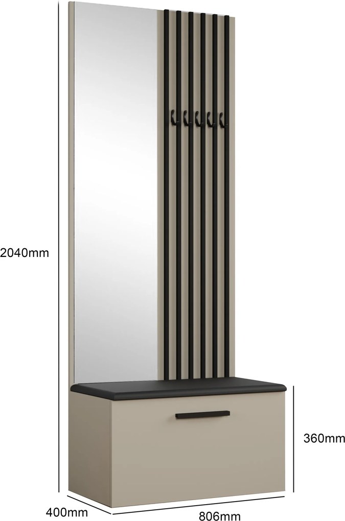 Masseno Garderoba MODULO 80,6/204/40 cm do Przedpokoju Nowoczesna Kaszmir