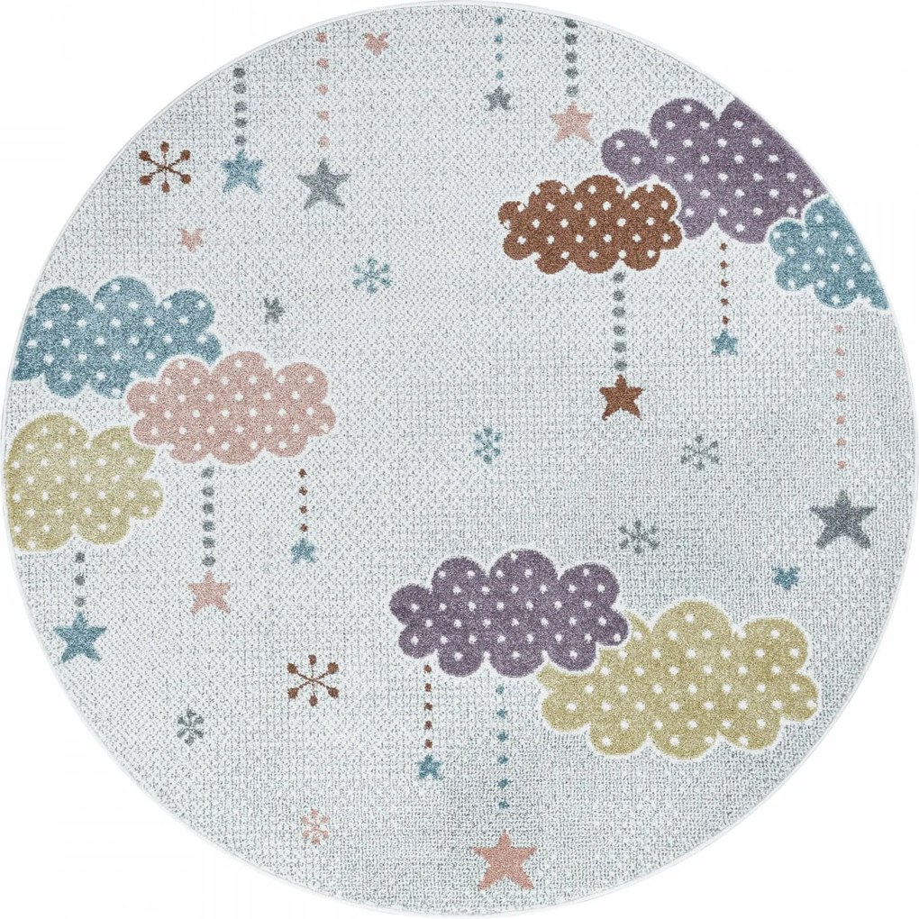Dywan dziecięcy Lucky chmurki kolorowe 120 cm x 120 cm  koło