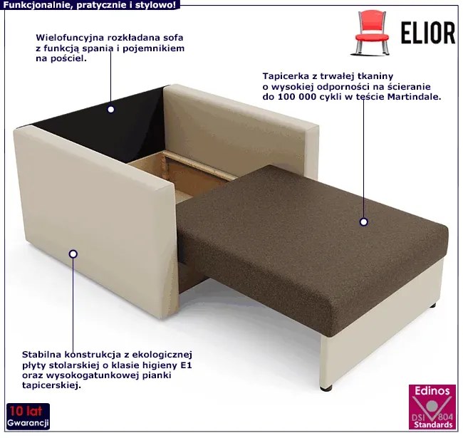 Sofa amerykanka brązowy + beż - Idra 3X