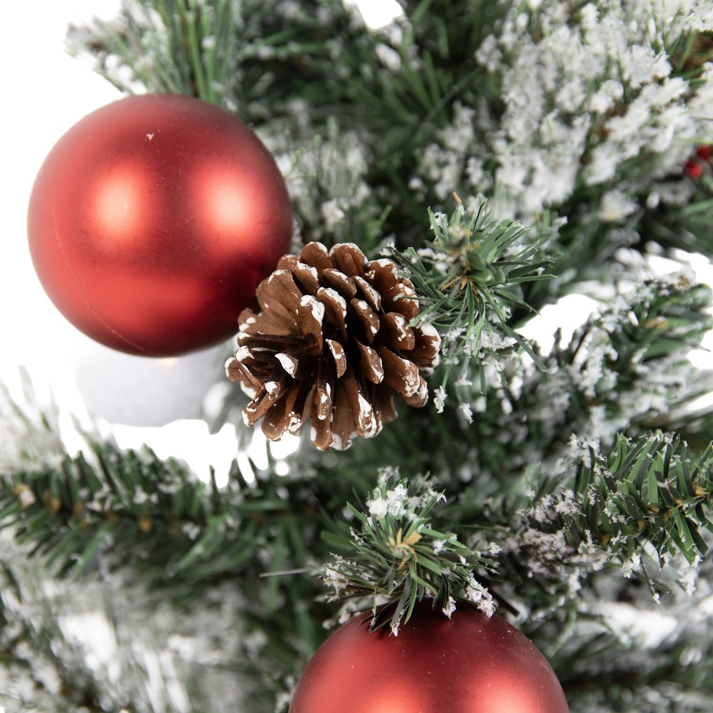 Biała choinka z czerwonymi elementami 60 cm z diodami LED i timerem - Jack