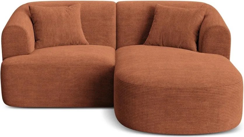 Sztruksowy narożnik (prawostronny/z szezlongiem) w kolorze terakoty Campi – Cosmopolitan Design