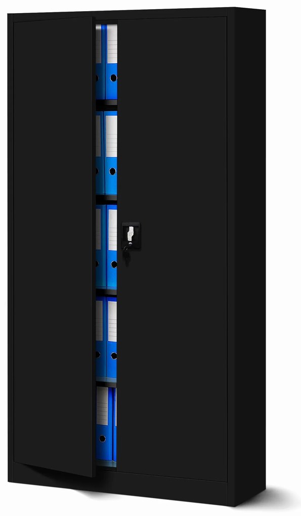 Zestaw 4x biurowa szafa metalowa na akta JAN H, 900 x 1950 x 400 mm, czarna