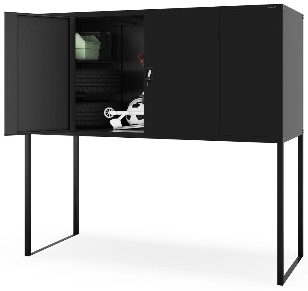 Szafa metalowa do garażu GEORGE, 2250 x 2100 x 900 mm, czarna