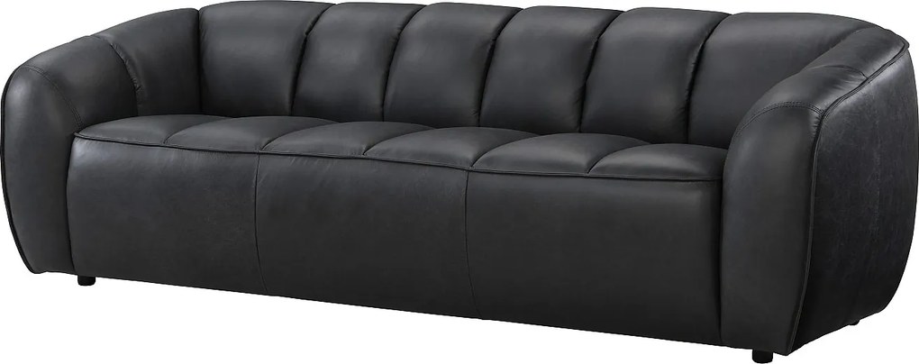 Sofa 3-osobowa ze skóry w kolorze czarnym PRADONI
