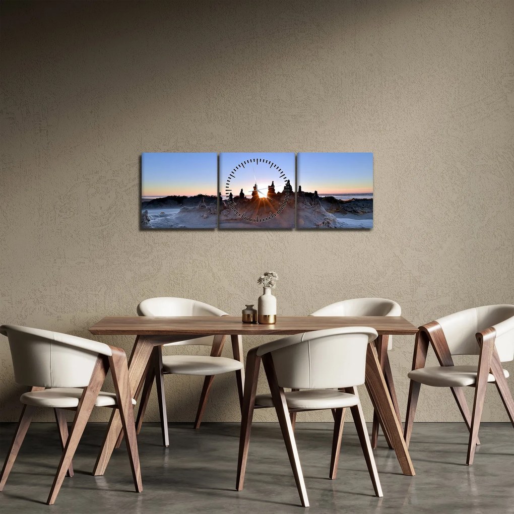 Obraz piaszczystej scenerii (z zegarem) (90x30 cm)