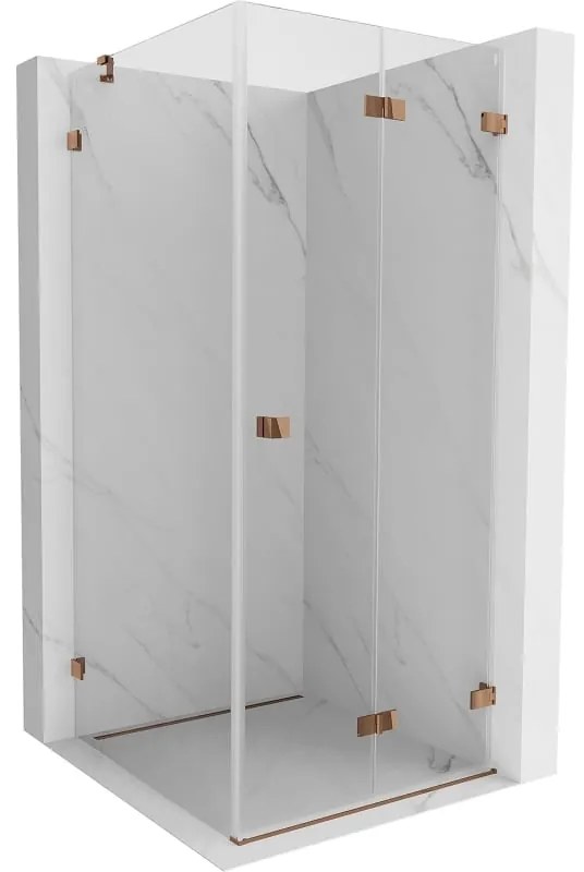 Mexen Lunar-F kabina prysznicowa składana prawa 90 x 90 cm, transparent, różowe złoto- 836-090-090-60-00-P
