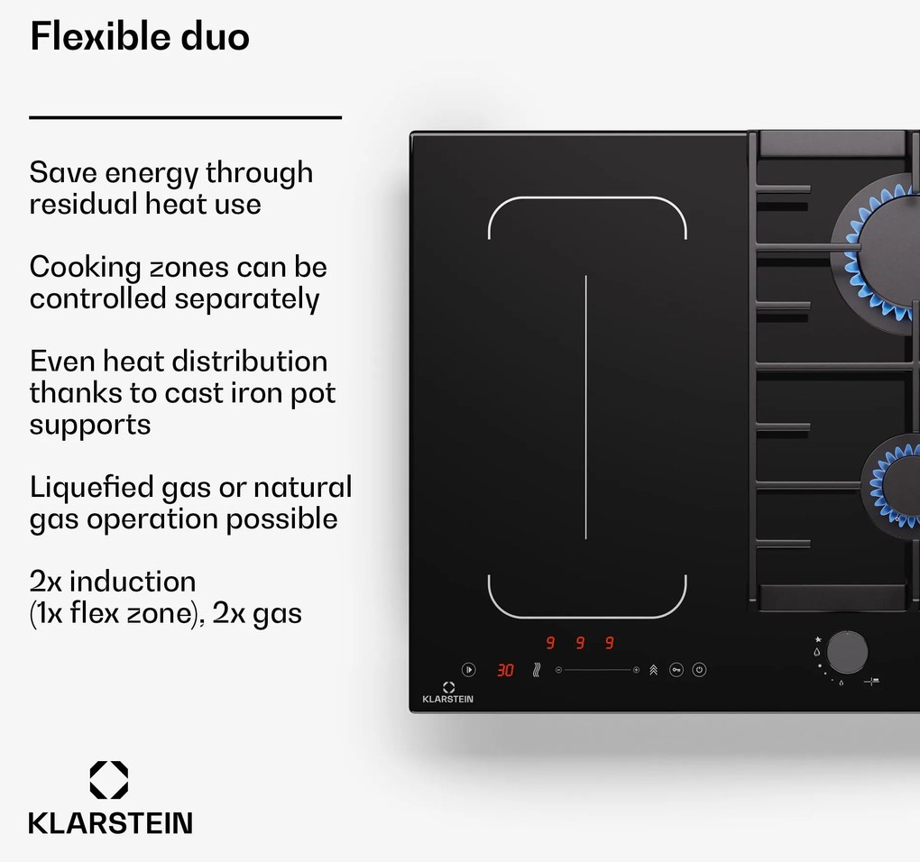 Klarstein MultiChef 4 płyta indukcyjna i gazowa, 4 strefy gotowania