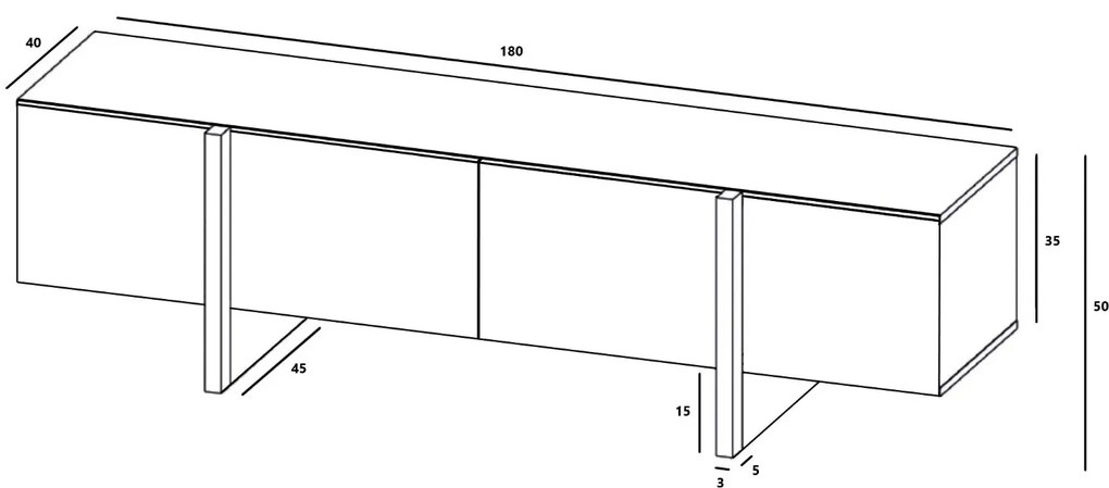 Szafka RTV GRANT 180cm czarny mat MEBLE LINDNER