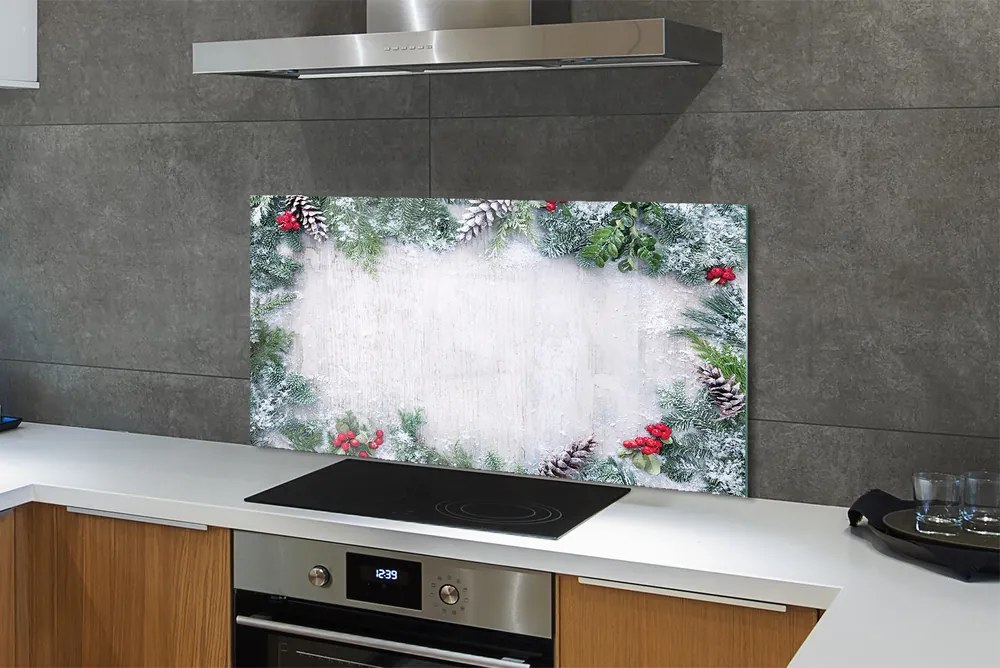 Szklany Panel Szyszki w Zimowym Śniegu