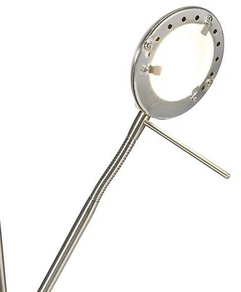 Stalowa lampa podłogowa z lampką do czytania, w tym ściemniany LED w Kelwinach - Diva