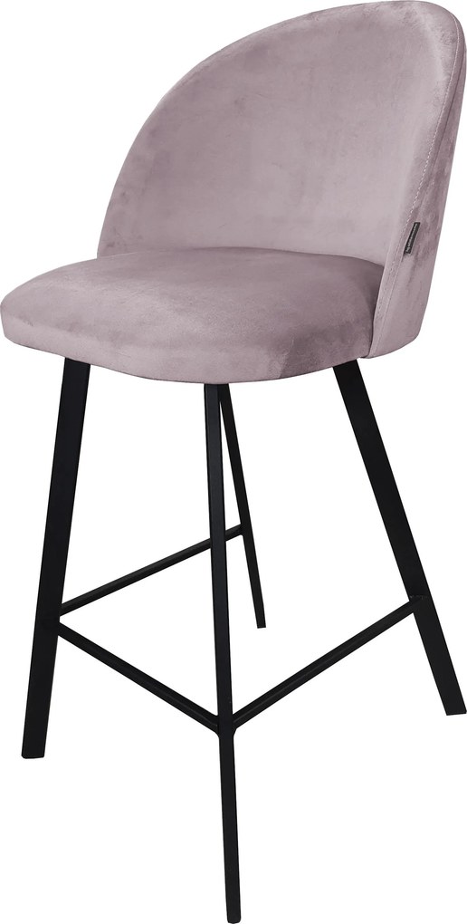 Hoker Colin krzesło barowe tkanina Welur podstawa metalowa hoker nowoczesny : Kolor nogi - Czarna profil, Kolor tkaniny - VELVET - MG55, Typ siedziska - Siedzisko stałe