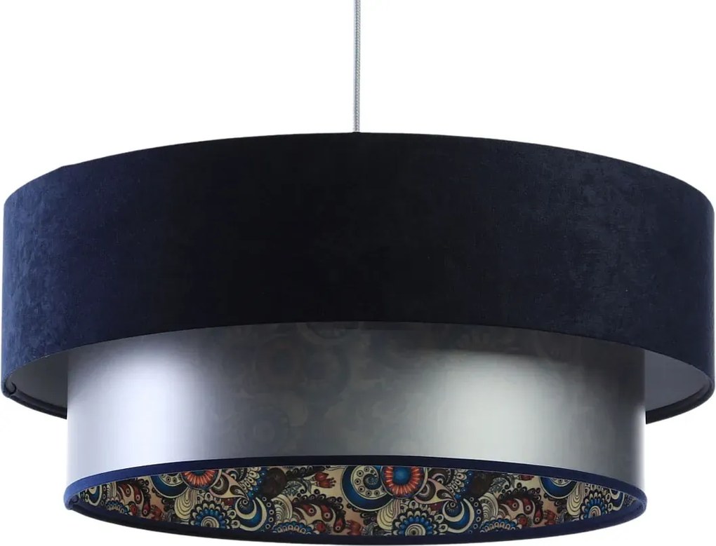Lampa wisząca z welurowym zdobionym abażurem - S425 D5-B04