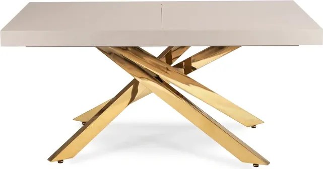 Stół Prostokątny Rozkładany HAMPTON 160-240 cm Kaszmir/Złoty do Jadalni Glamour