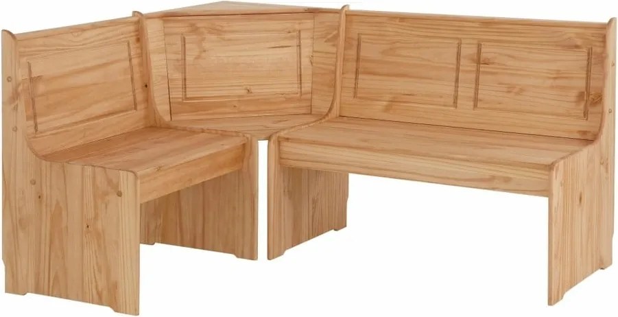 Komplet ławki narożnej i stołu z litego drewna sosnowego Støraa Samantha