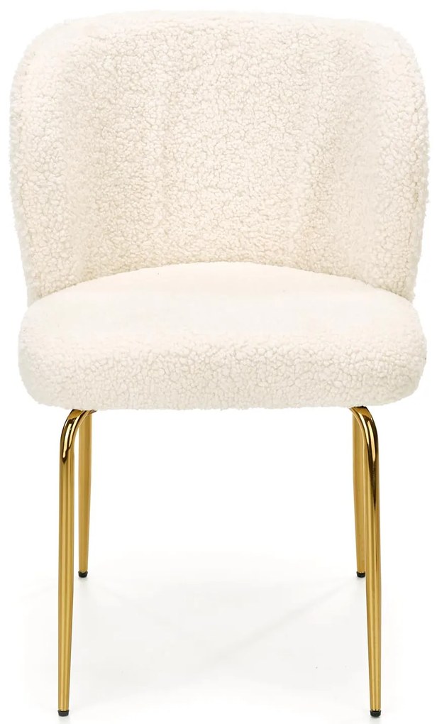 Krzesło, bouclé kremowe, K474 złoty stelaż, nowoczesne, eleganckie,