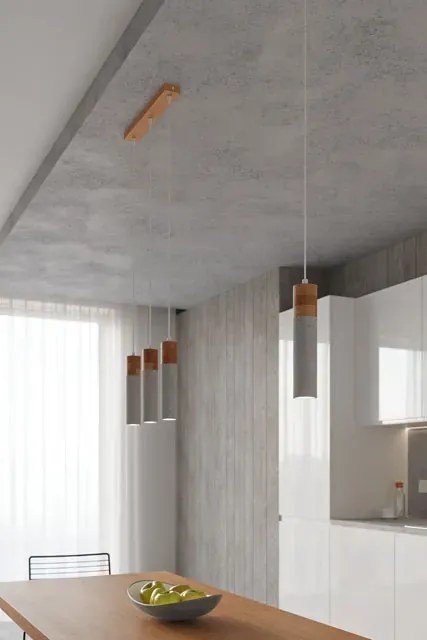 Drewniano-betonowa lampa wisząca tuby - S163 K1-G05