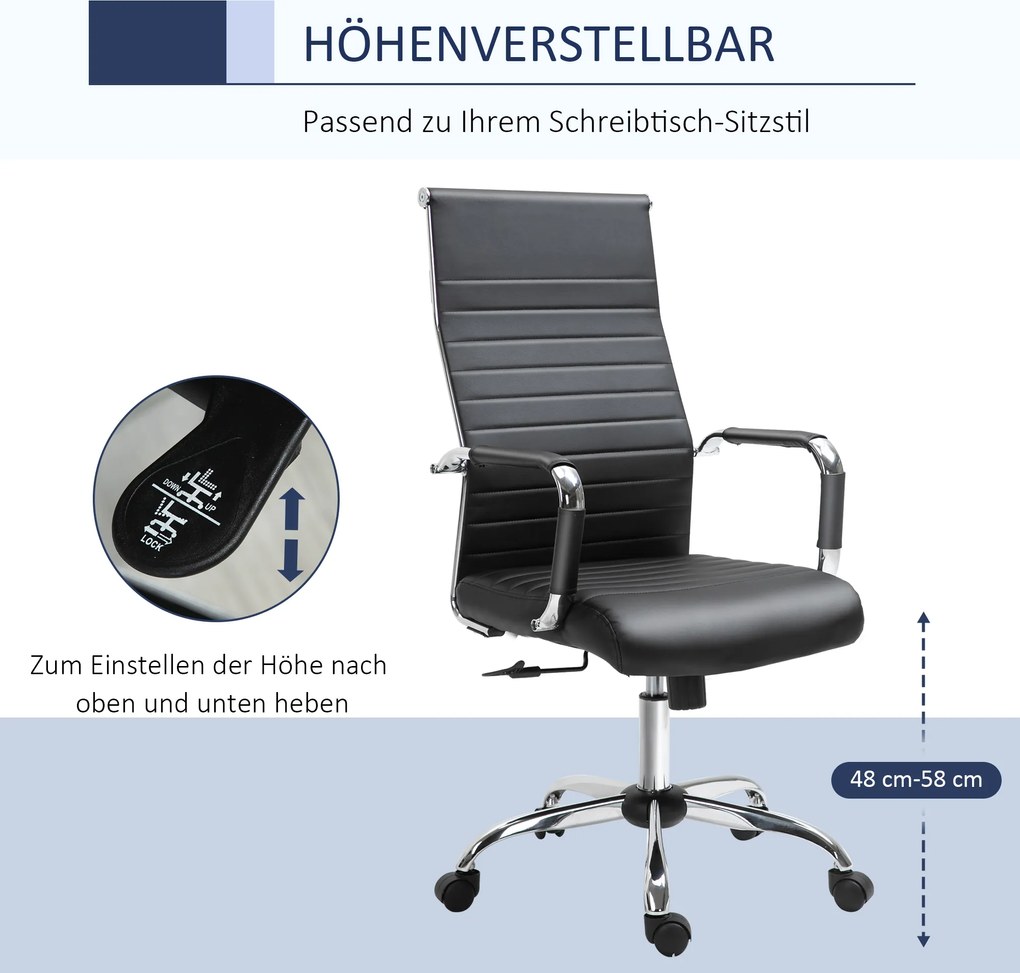 Vinsetto Fotel Obrotowy Biurowy Ergonomiczny Regulacja Wysokości PU Biały 66x69x121cm | Aosom PL