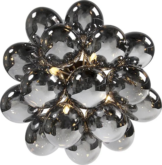 Designerska lampa sufitowa czarna z przydymionym szkłem 4-światłowa - Uvas