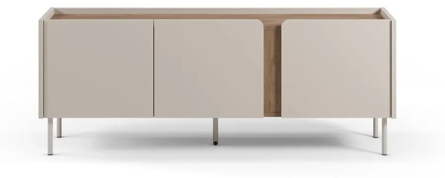Kremowo-naturalna szafka pod TV w dekorze dębu 140x53x35 cm Lucile – Marckeric