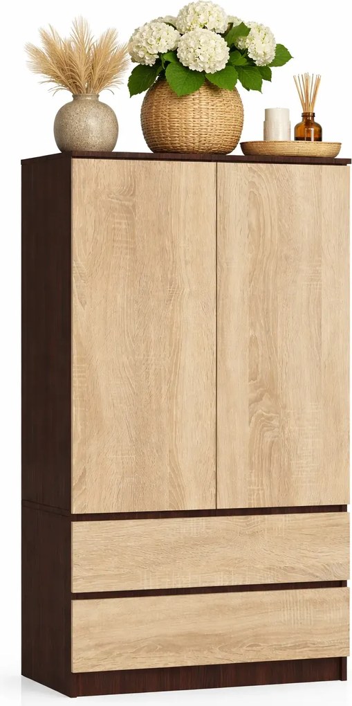 Szafa z drążkiem na ubrania wenge + dąb sonoma E1-D73