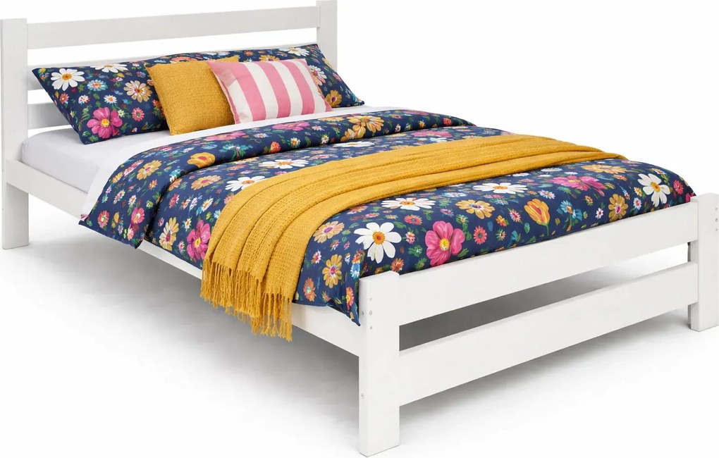 Białe Sosnowe Łóżko Małżeńskie Ze Stelażem 140X200 M8-B00