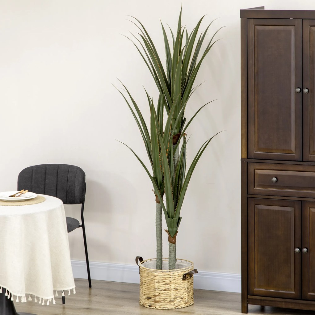 HOMCOM Sztuczna yucca duża 190 cm, roślina sztuczna z plastiku w donicy, 17 x 17 x 190 cm Szmaragdowy | Aosom PL