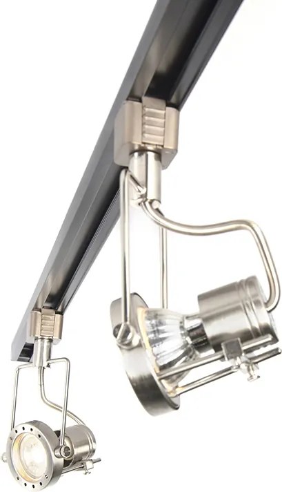 Inteligentny 1-fazowy system szynowy czarny ze stalą z 5 WiFi GU10 - Iconic Suplux