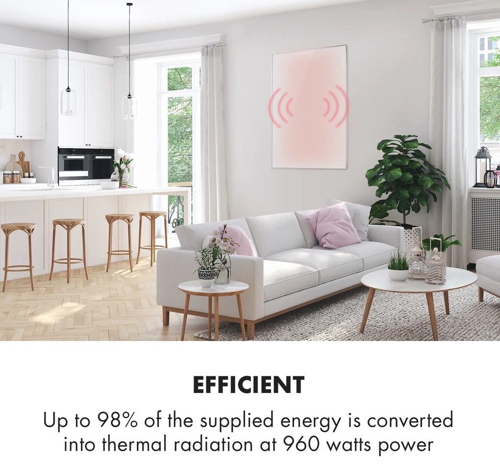 Klarstein Wonderwall 960W 80,5x119,5cm Panel na podczerwień Biały