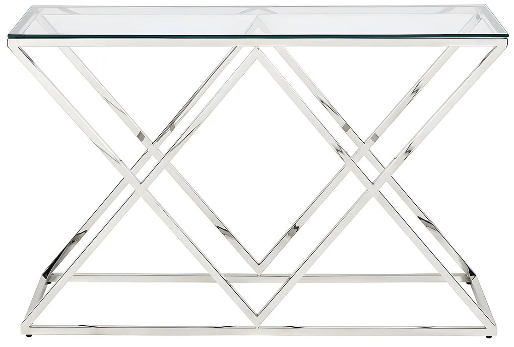 Konsola CHARLOTTE marki Pascal Morabito – szkło hartowane i stal – chromowana