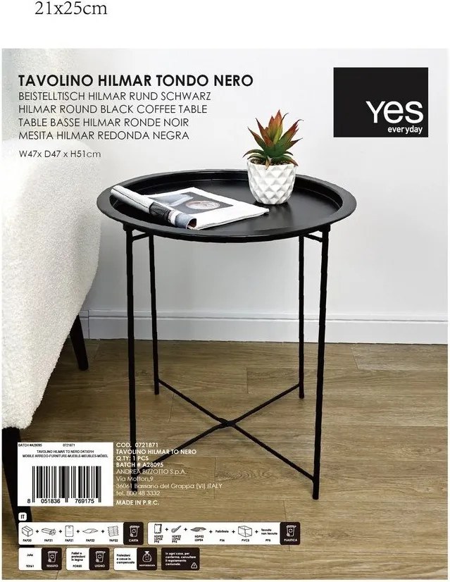 Metalowy okrągły stolik ø 47 cm Hilmar – Yes Everyday