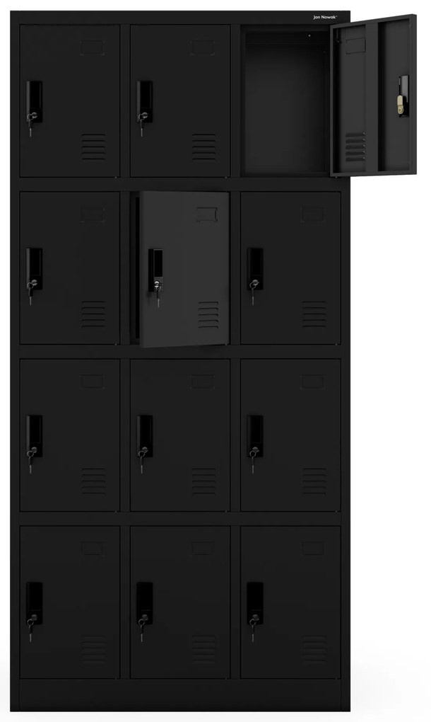 Szafka skrytkowa socjalna BHP metalowa MARCIN, 900 x 1850 x 400 mm, czarna