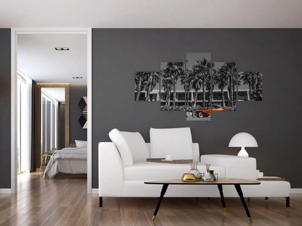 Obraz - Retro czerwony samochód (125x70 cm)