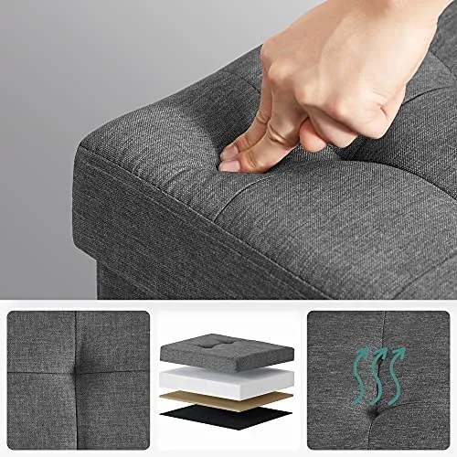 SongmicsHome Taboretka z miejscem do przechowywania na nóżkach OTO, 76x38x40cm, antracyt
