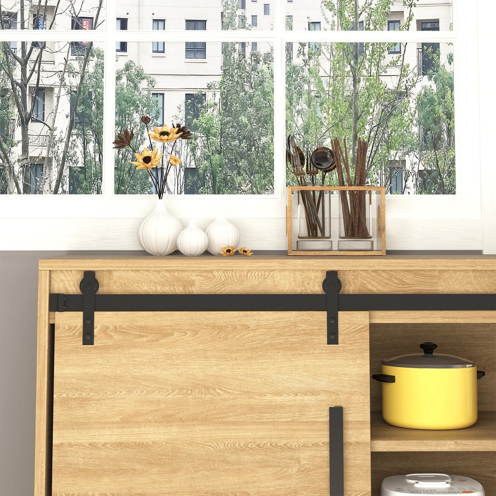 HOMCOM Zestaw do Pojedynczych Drzwi Przesuwnych Prowadnica Stal Węglowa Czarna | Aosom PL