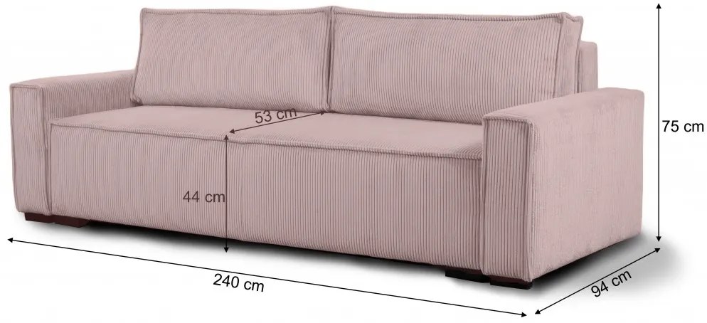 Trzyosobowa sofa rozkładana SMART różowa