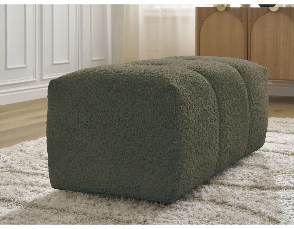 Podnóżek z materiału bouclé w kolorze khaki Roxelane – Bobochic Paris