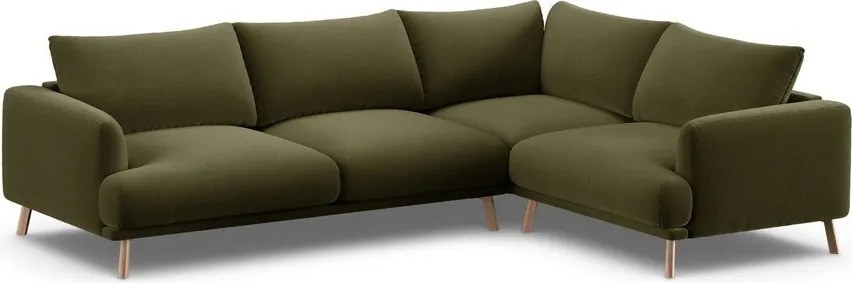 Zielony aksamitny narożnik (prawostronny/w kształcie litery L) Naomi – Micadoni