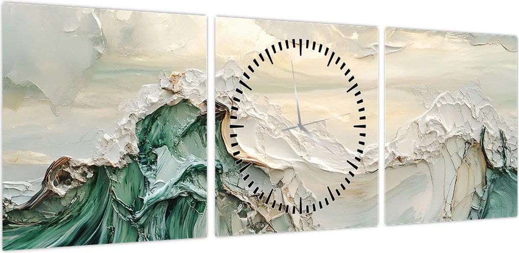 Obraz - 3D abstrakcja morza (z zegarem) (90x30 cm)