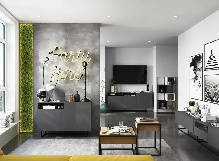 Szafka rtv na nóżkach grafitowa B6-F11