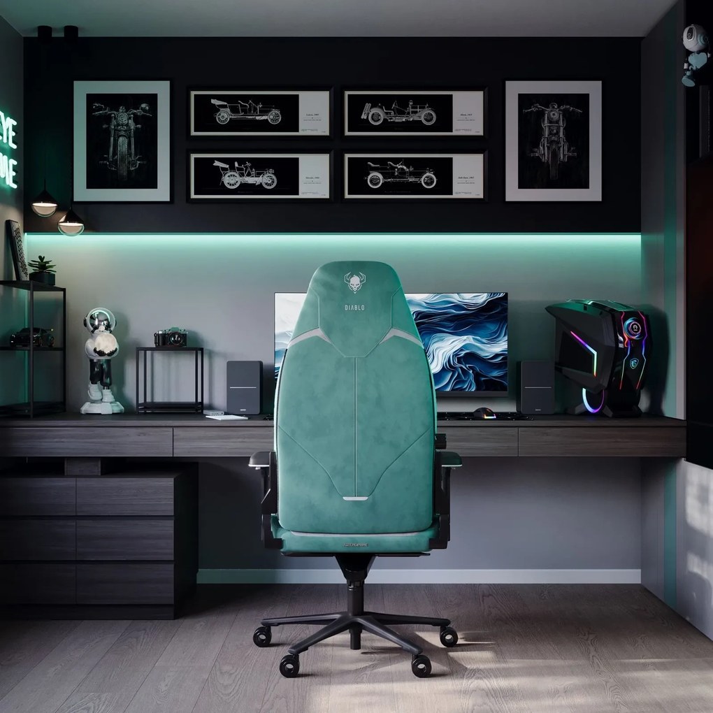 Fotel gamingowy materiałowy Diablo X-Eye Prime Normal Size, Mystic Mint