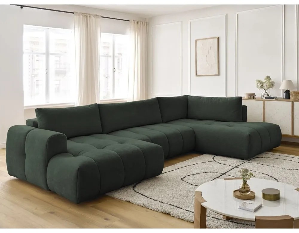 Zielony rozkładany/ze schowkiem narożnik (prawostronny/w kształcie litery U) Fuji – Bobochic Paris