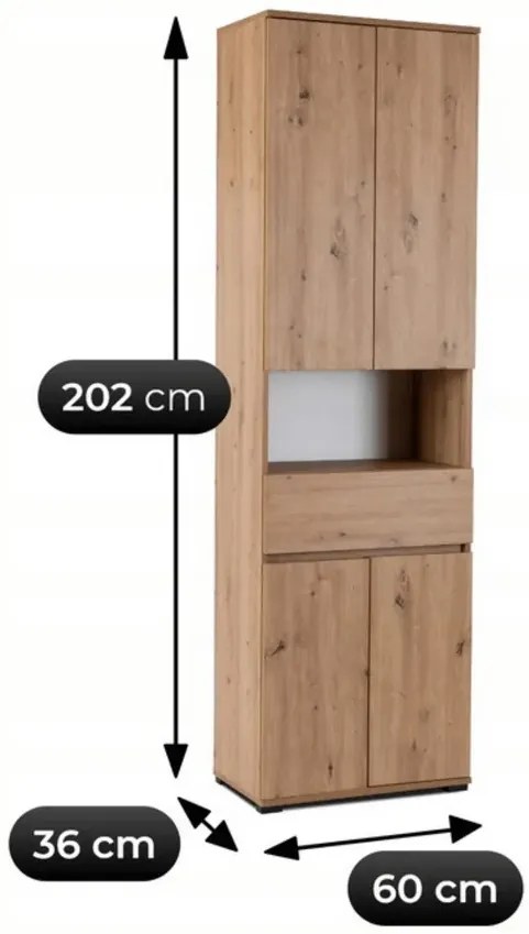 Zamykany regał słupek 60 cm dab artisan L5-A28