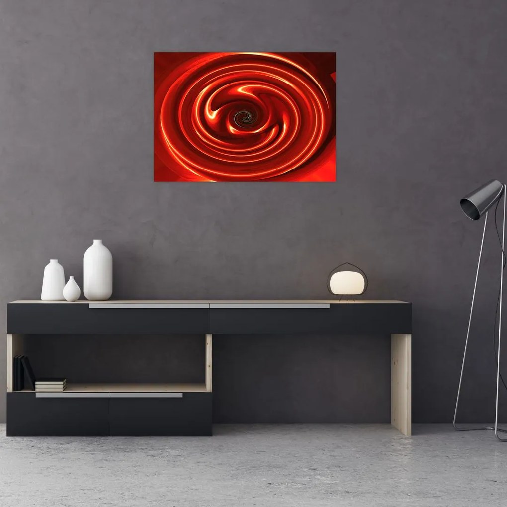 Abstrakcyjny obraz - czerwona spirala (70x50 cm)